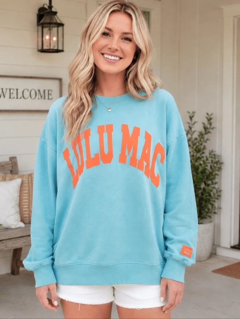 Lulu Mac Blue and Orange Crewneck Sweatshirt size X-small